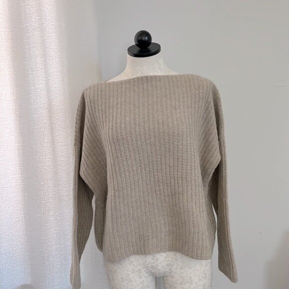 Sweaters - Vince Boatneck Chunky Ribbed Knit Boxy Cropped Sweater
